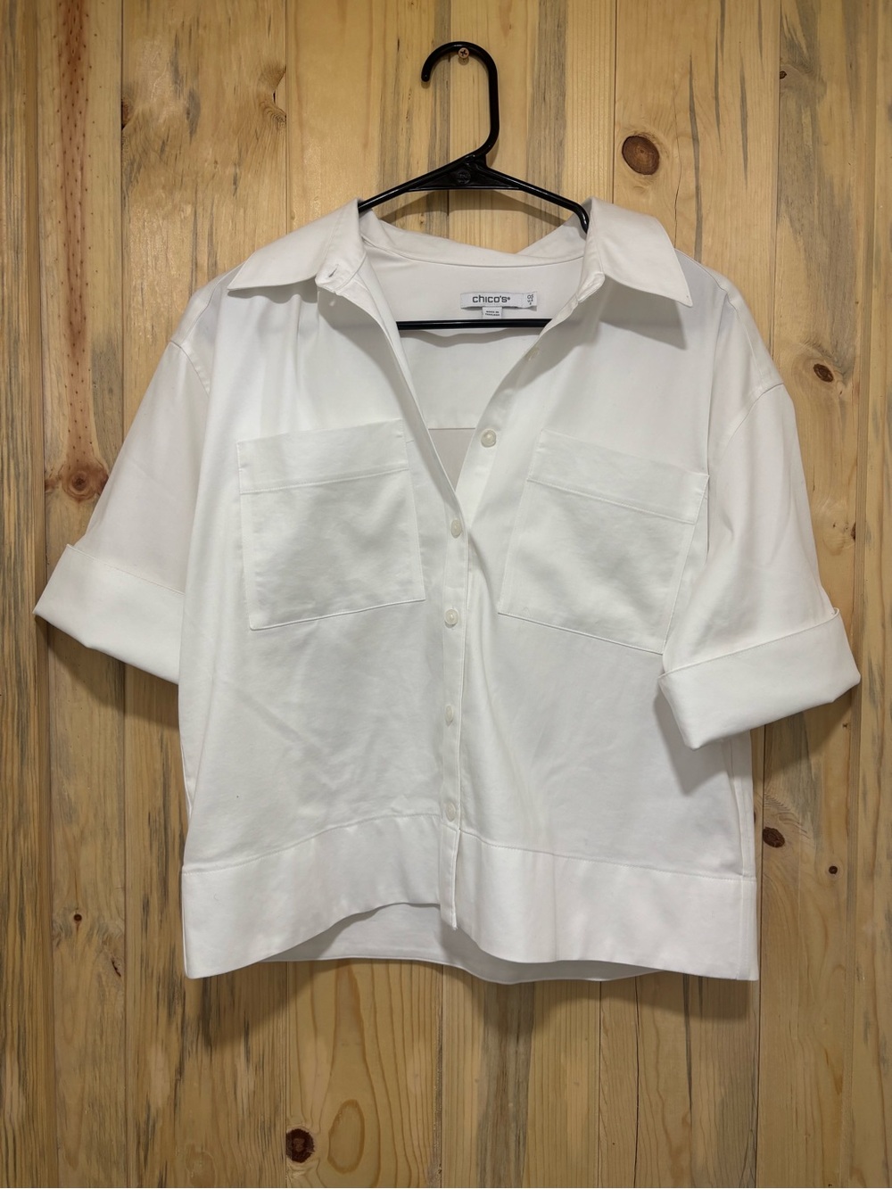 Chico's White Collared Button-Down Shirt
